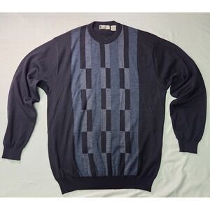 Bachrach Men XL Vtg Wool Sweater FLAWS Geometric Old Money Timeless Quiet Luxury